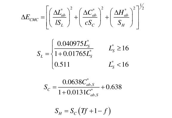 CMC色差公式计算公式29
